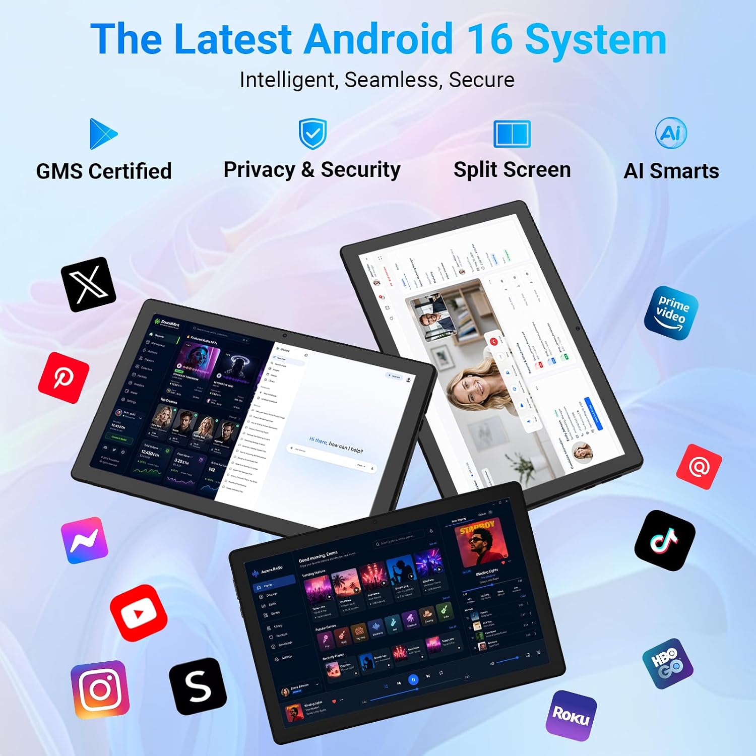 URAO Tablet,11" Android 16 Tablet Octa-core 36GB+128GB Gemini AI | 7800mAh Battery 1280 * 800 IPS FHD 5MP+8MP Camera Wi-Fi 6,BT 5.4 GMS Support 1TB Expansion with Keyboard Stylus Headphone - Image 3