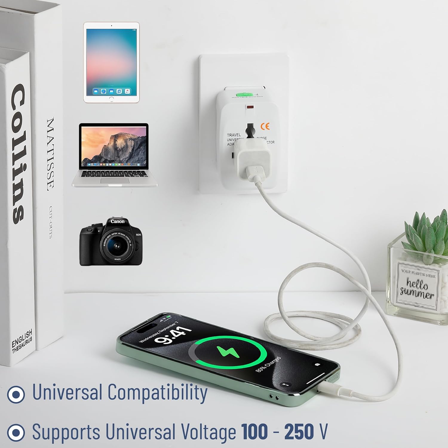 Bates- Universal Adapter for Travel, Compact International Power Adapter for USA, EU, UK, Australia, and India Outlets, All in One - Image 5