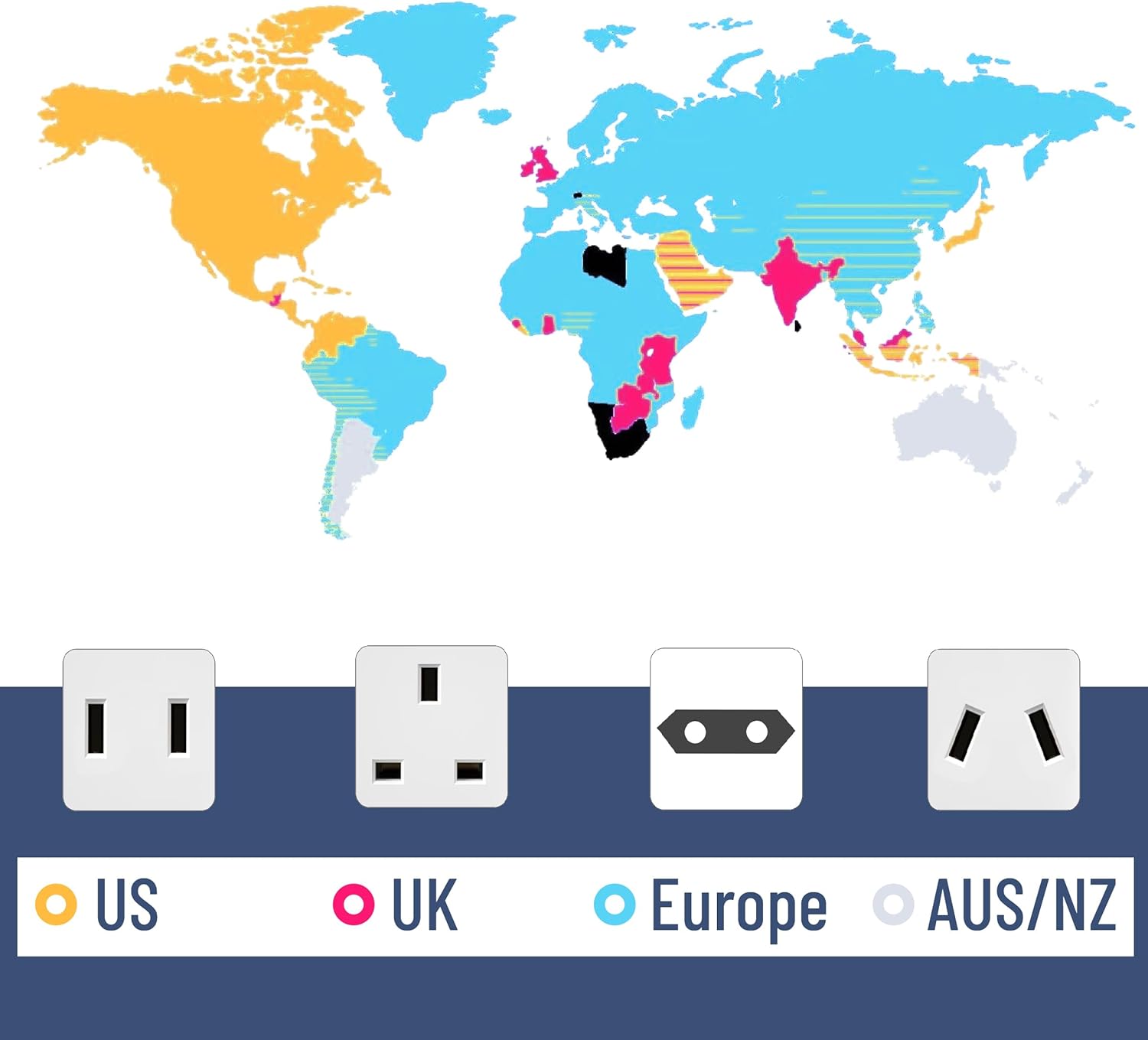 Bates- Universal Adapter for Travel, Compact International Power Adapter for USA, EU, UK, Australia, and India Outlets, All in One - Image 7