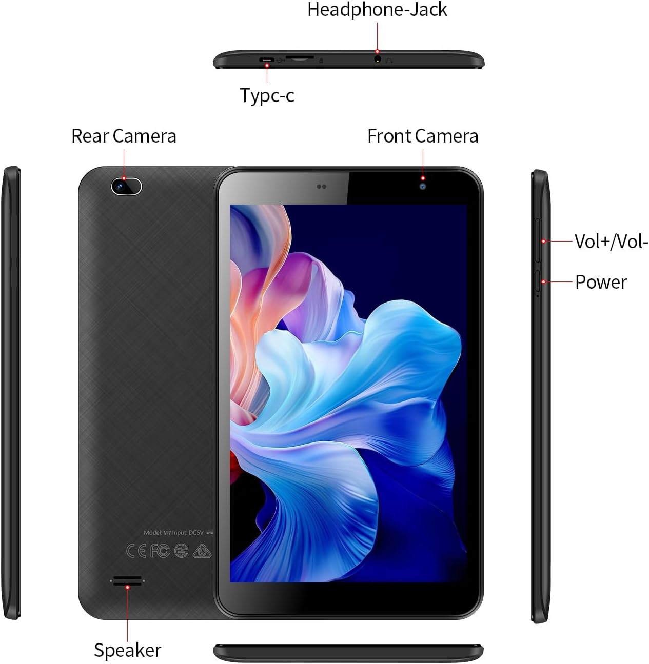 7 Inch Tablet, Android Tablet with 32GB+512GB, Lightweight, Black - Image 6
