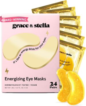 grace & stella Award Winning Eye Patches for Puffy Eyes | Birthday Gifts for Women - Under Eye Mask for Dark Circles & Undereye Bags - Gifts for Mom - Vegan Self Care (24 Pairs, Gold)